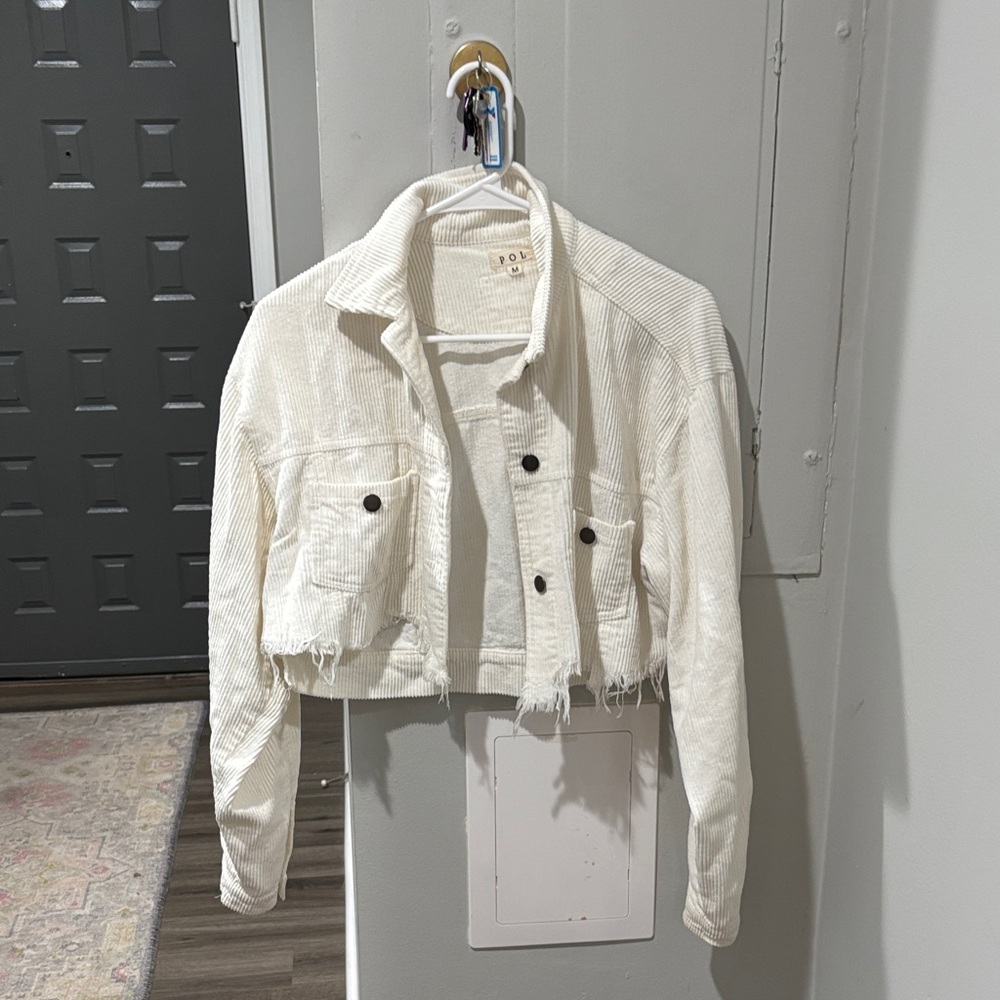 Women's White Cropped Jacket